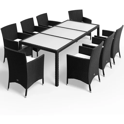 "Polyrattan seats 17 pieces black stackable image"
