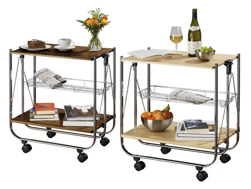 "Serving trolley DINETT DELUXE, walnut, foldable image"
