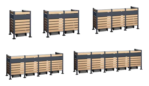 "Garbage can cover Planum 1-box, 120 cm, wood look image"
