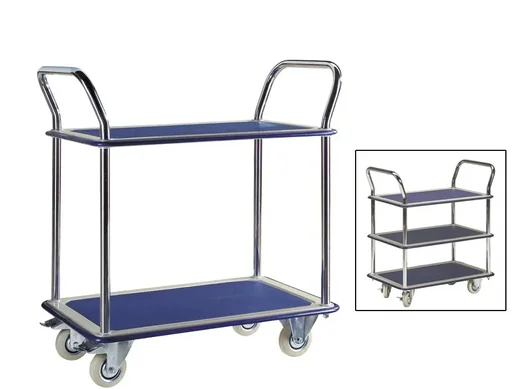 "Push handle 2-tier trolley loading area 740 x 480 mm image"
