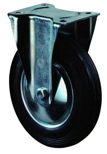"Fixed castor with solid rubber tyres, wheel diameter 200 mm image"