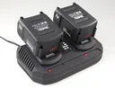 Battery set 2 x 18 Volt battery 4 Ah + 1 x double quick charger