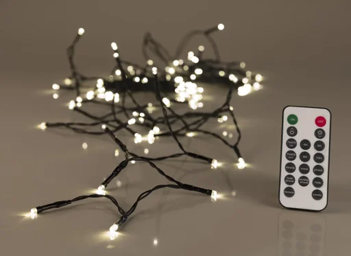 "String lights with 100 warm white LEDs, IP44, with remote control image"