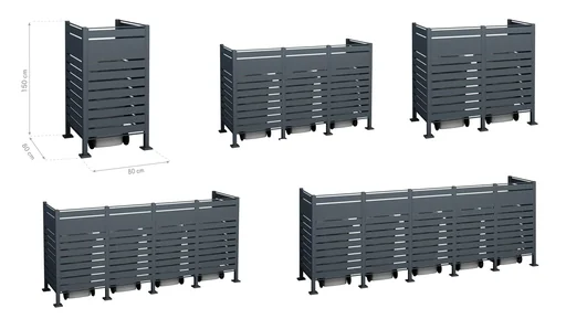 "Garbage can cover Planum 3-box, 150 cm, anthracite image"