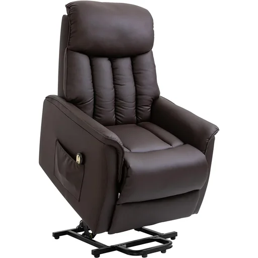 "Riser chair TV chair with electric riser and reclining function, faux leather, brown, 80 x 94 x 104 cm image"