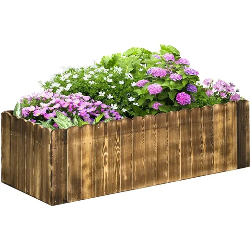 "Raised bed planter herb bed planting bed vegetable flower bed flower box fir wood 100 x 40 x 30 cm image"