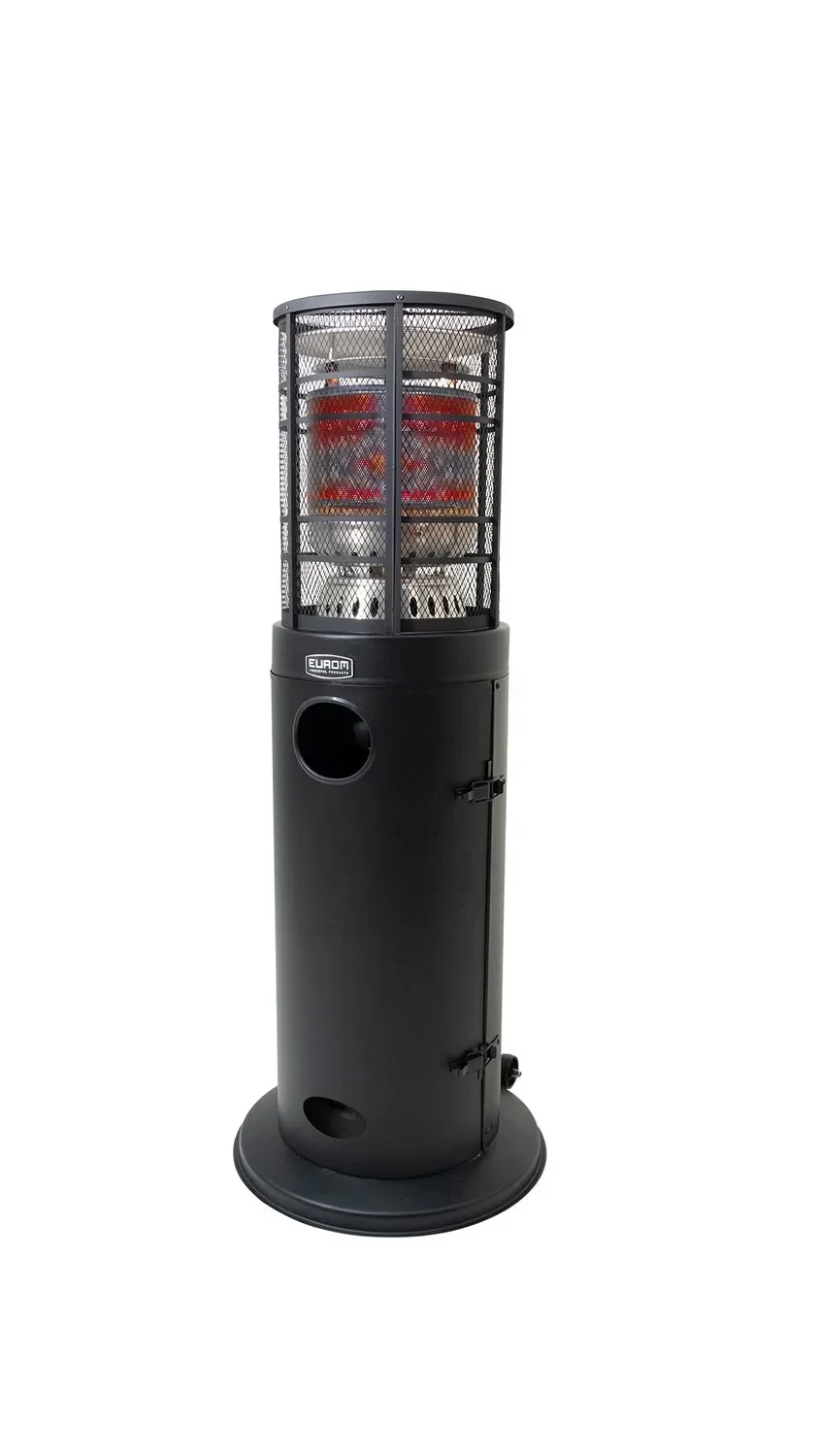 Parasol chauffant gaz, chauffage exterieur gaz, chauffe terrasse gaz - Modell Area Loungeheater, avec grille de protection, métal, noir