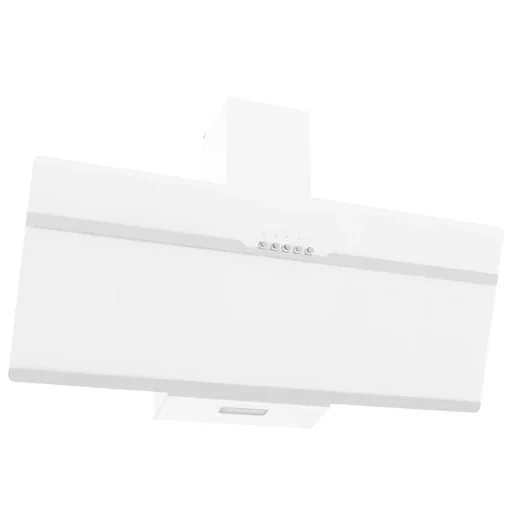 "Wall hood 90 cm made of stainless steel and tempered glass white image"