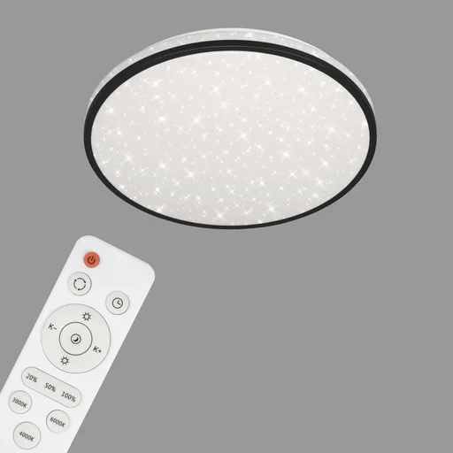 "LED ceiling light with star decor, round, Ø 38, CCT, 24 watts, black image"