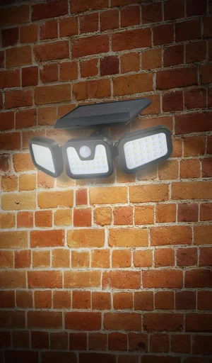 "LED solar wall light with 3 adjustable light fields and motion detector image"