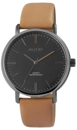 "Men's bracelet with brown strap in elegant leather look image"