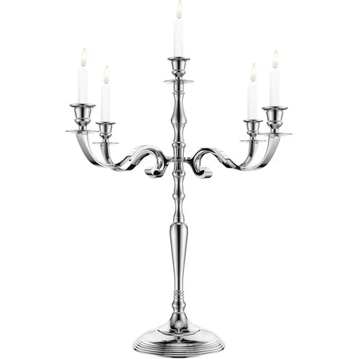 "Candlestick silver shiny aluminum 40cm 5-armed candelabra image"