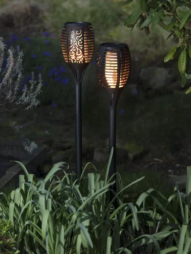 "Solar garden torch with flame effect - set of 2 image"