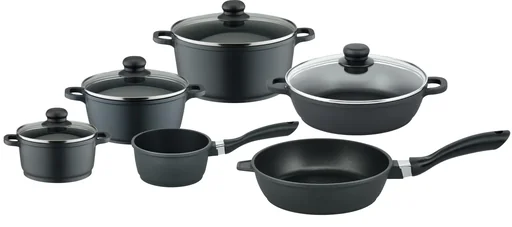 "Black 10-piece cookware set image"