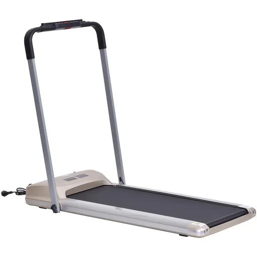 "Electric Treadmill with LCD Display, Foldable Fitness Equipment, 1-10 Km/h, Steel, Black+Gray+Champagne, 70 x 128 x 11 image"