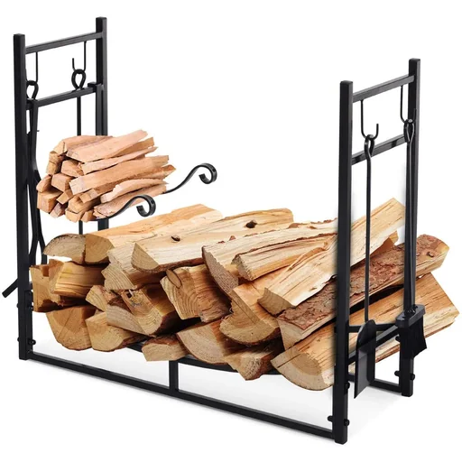 "Firewood rack with slightly curved brackets image"