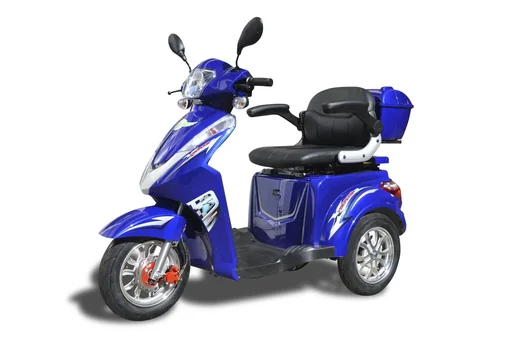 "Electric tricycle blue - removable Li-Io battery 20 Ah - 25 km/h - senior mobility image"