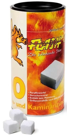 "Grill and fireplace lighters, 100 paraffin-based cubes in a tin image"