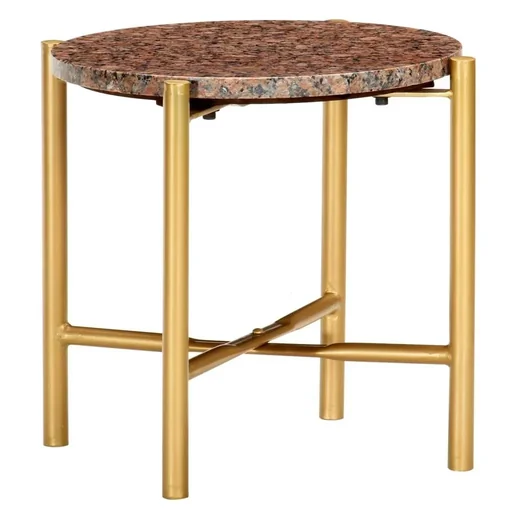 "Coffee table 40x40x40 cm real stone with marble texture brown image"