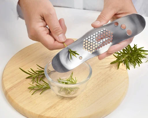 "Garlic rocker & herb stripper stainless steel image"