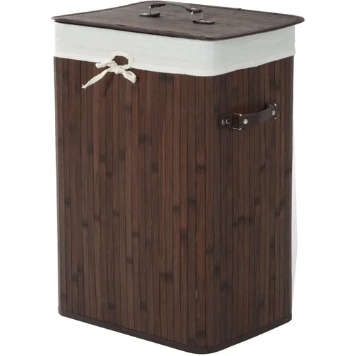"Laundry basket laundry collector 72L bamboo square brown image"