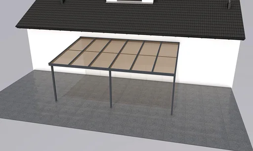 "Patio roof Premium, anthracite, 6110 x 4060 mm - Polycarbonate multi-wall sheets 16 mm, bronze image"