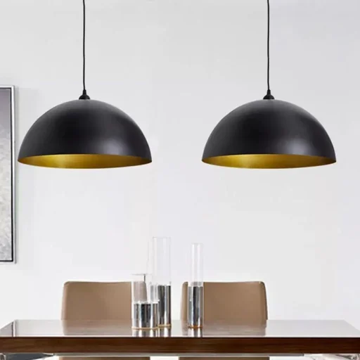 "Ceiling lights 2 pieces height adjustable hemispherical black image"