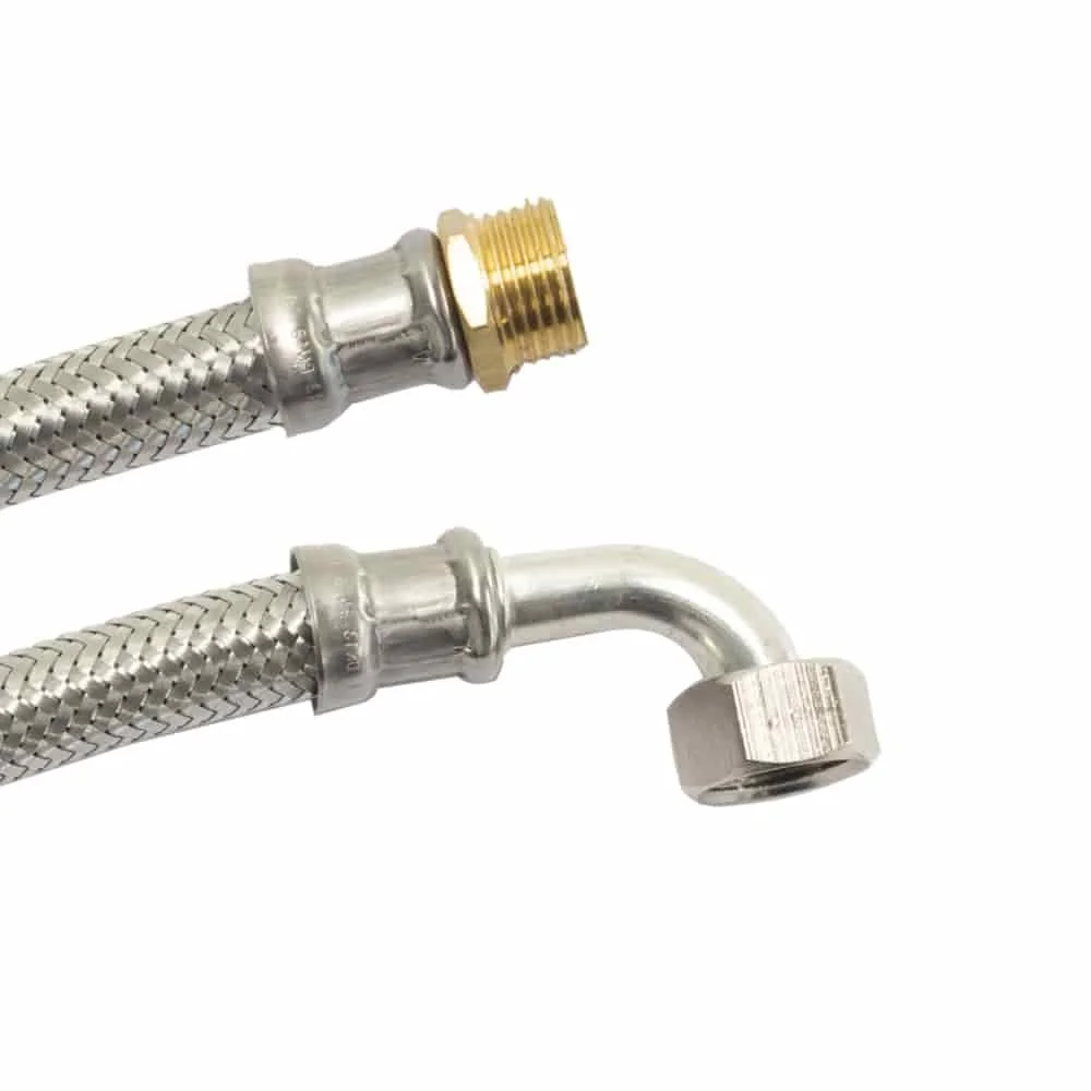 "Flexible Sanitaire Inox 1/2 Pouce, Coudé, Certifié DVGW, 300mm image"