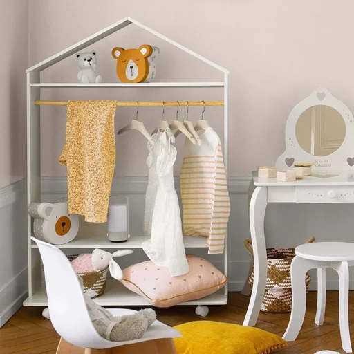 "Clothes rack on wheels - 120 x 80.5 x 36 cm - White image"