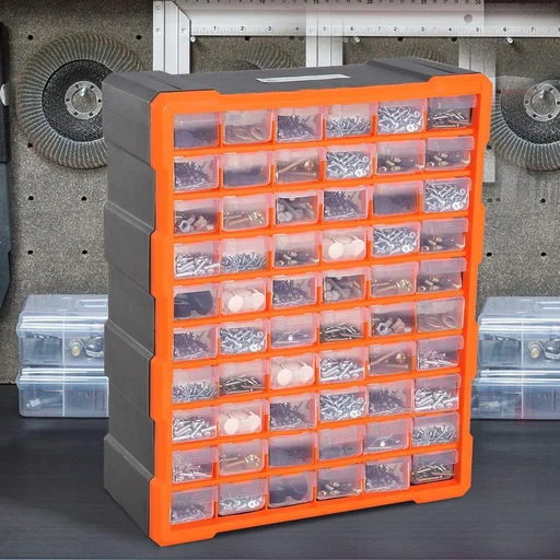 "Small parts magazine with 70 compartments orange image"