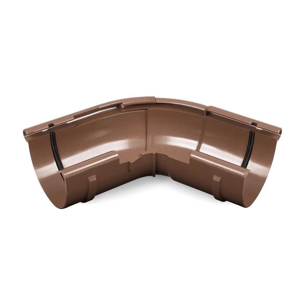 "Angle Extérieur de Gouttière Réglable 120°-145°, Marron, Système 75, PVC image"