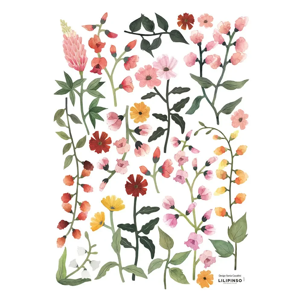 "Lilipinso stickers muraux A3 assortiment de fleurs colorées image"