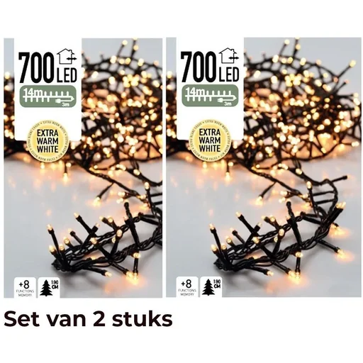 "2x Christmas tree lights 14 meters warm white - 700LED for indoor and outdoor use image"