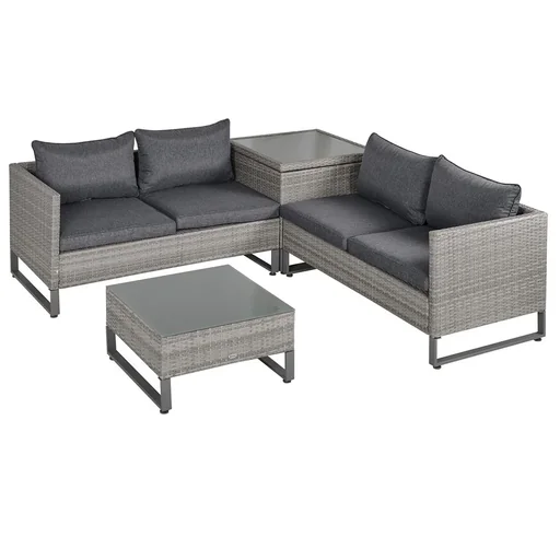 "4-piece luxury polyrattan garden set, garden furniture, garden set, seating group, lounge set, lounge furniture including storage box and image"