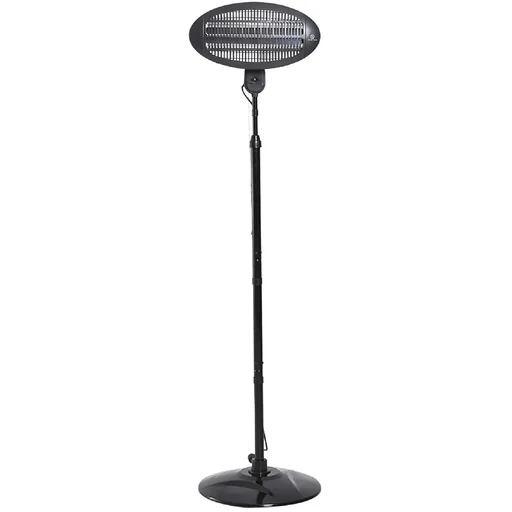 "Freestanding patio heater quartz electric 360° rotatable 2KW Ø50 x H(180-210) cm image"