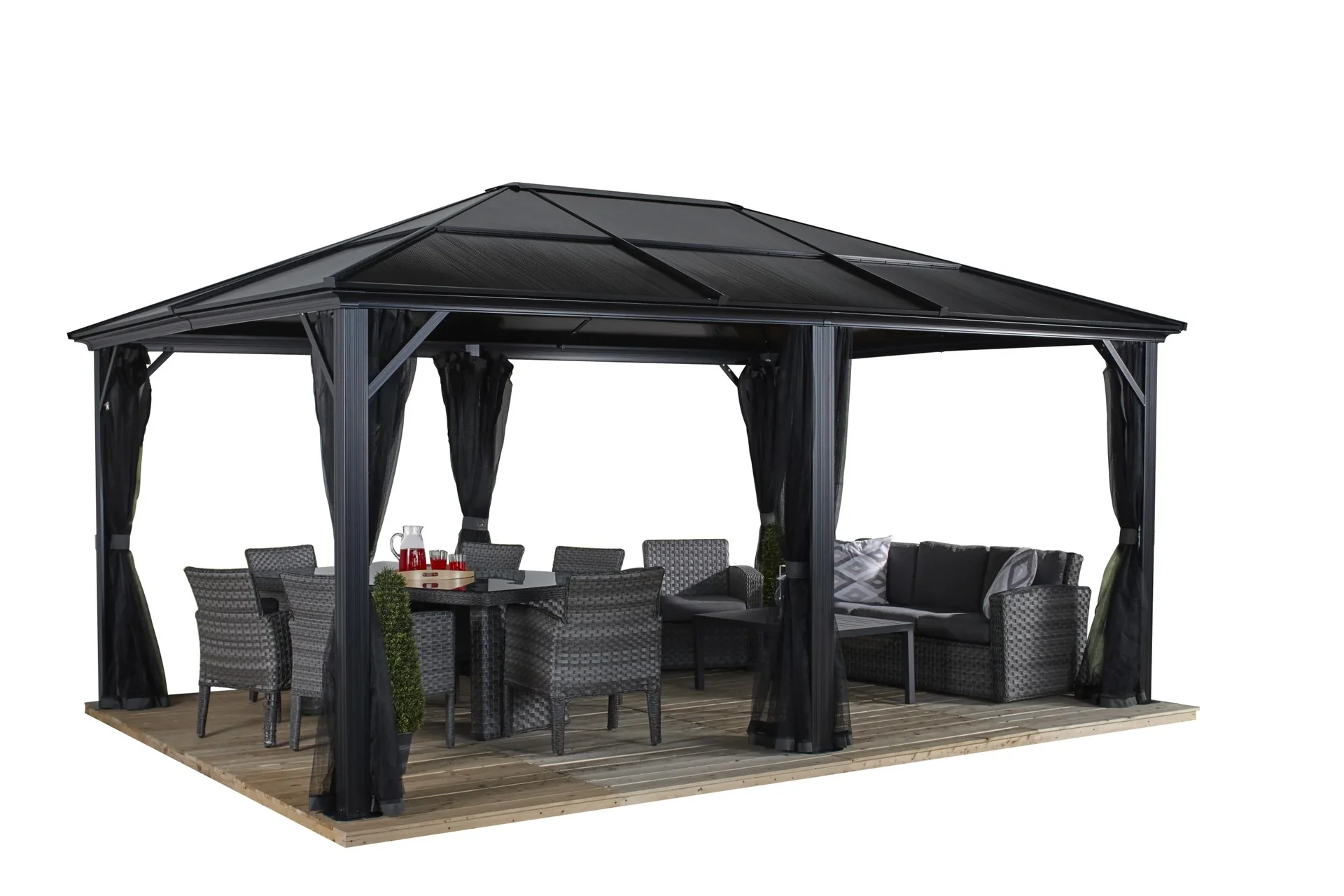 Pavillon en aluminium Sojag Meridien, anthracite – avec moustiquaires