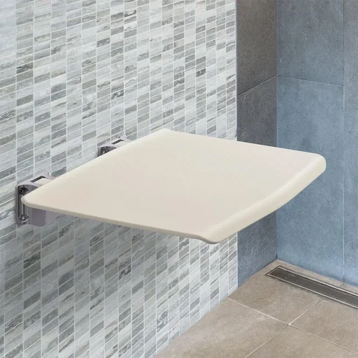 "Folding shower seat with wall stool white image"