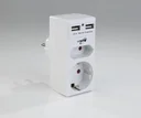 2-way socket adapter with 2 USB charging ports