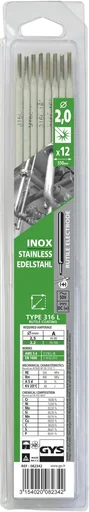 "Stainless steel electrodes 316L, 2.0 x 300 mm, 12 pieces image"