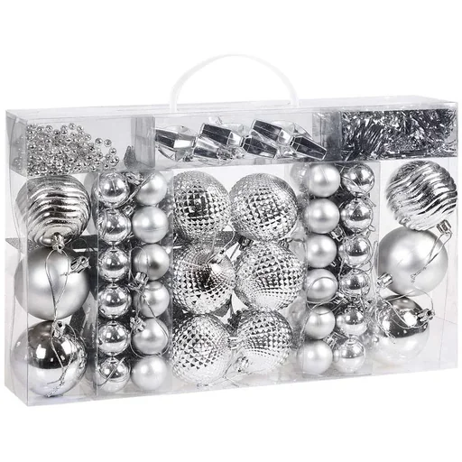 "Christmas tree decorations - Christmas tree decorations silver 66 pieces image"