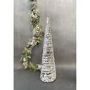 Decorative light cone - pyramid with snow - 30 LED - H60cm - rattan