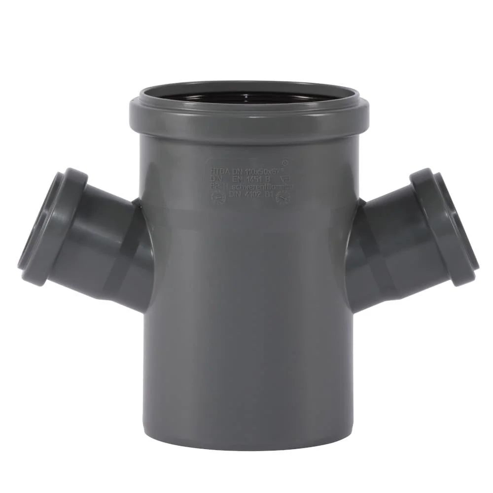 "Double dérivation PVC HTsafeDA DN/OD 110/50/50 67 degrés image"
