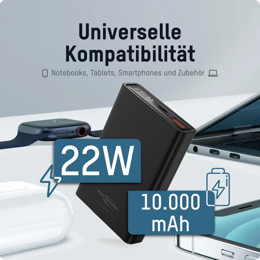 "Powerbank 10000 PS222PD, Quick Charg 3.0 and Huawei Supercharge - black image"
