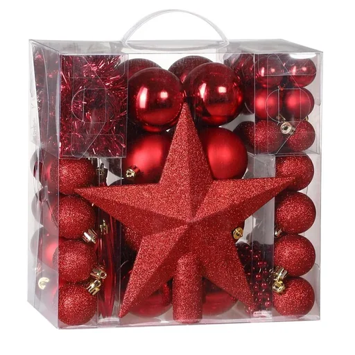 "Baubles - Christmas tree decorations - Red 77 pieces image"
