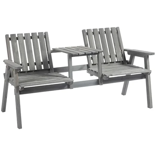 "Garden bench with table, seating group, garden furniture, with umbrella hole, bench, 2 chairs, solid wood, coffee, 152 x 70 x 7 image"