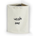 Corner laundry basket "Wash me", polyester, beige