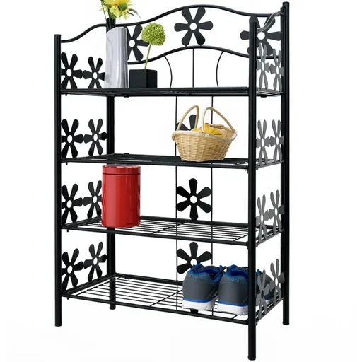 "Metal shelf with decorative floral pattern (4 shelves) image"