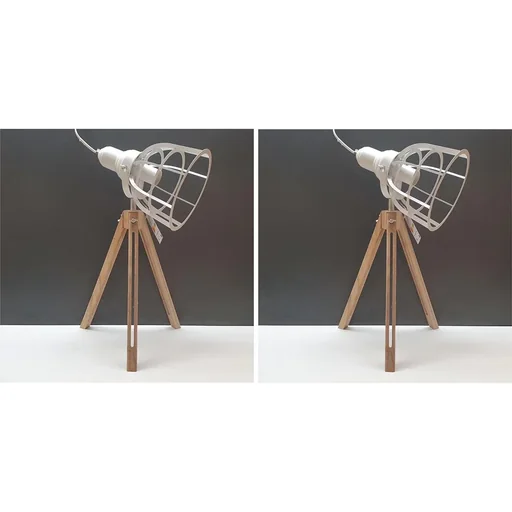 "Excellent Houseware Lamp SET of 2 Metal with Wood 17x50cm image"