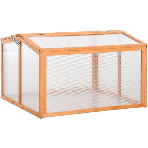 "Cold frame greenhouse cold frame plant bed with cover made of wood and polycarbonate weatherproof orange 90 image"