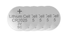 Lithium button cell CR2025, 3 Volt - 5 pieces